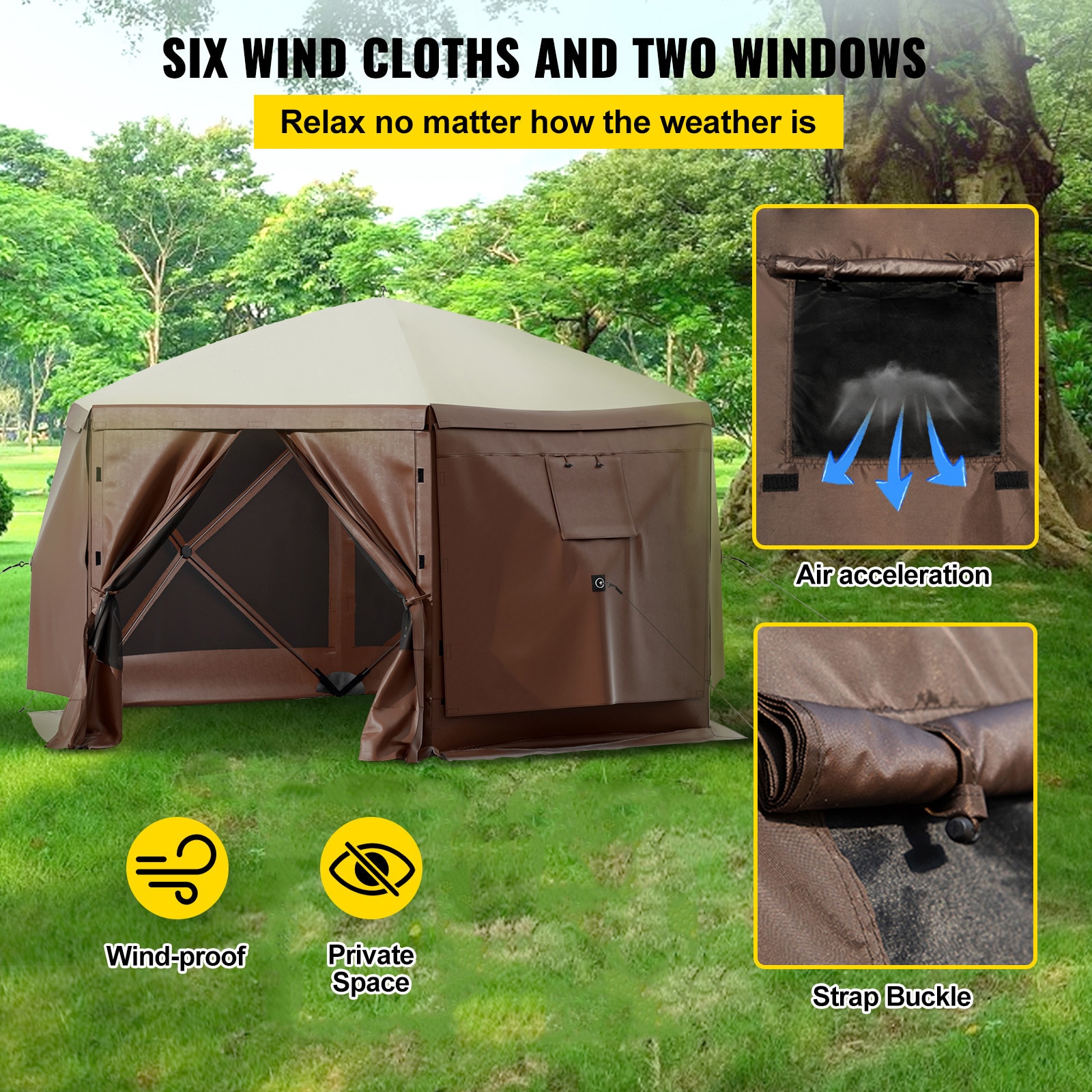 Camping Gazebo Pop-up Screen Tent For Garden And Backyard Shade_voghion.com
